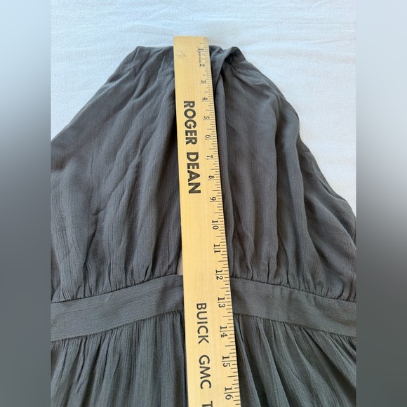 NWT Olive Green Halter Maxi Dress Open Back Pockets Side Slits Size L - Picture 12 of 12
